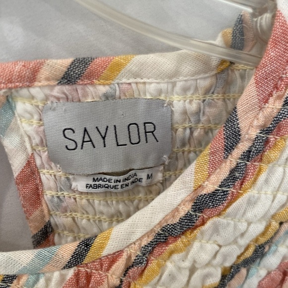 Saylor tulsi linen striped mini ruffle dress sz medium - Picture 4 of 7